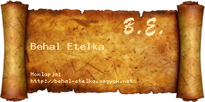 Behal Etelka névjegykártya